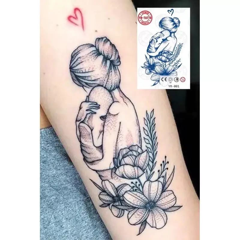 tato temporer model terbaru ibu&anak ketahanan 7-10hari Temporary Tatto Tubuh Bunga Wanita