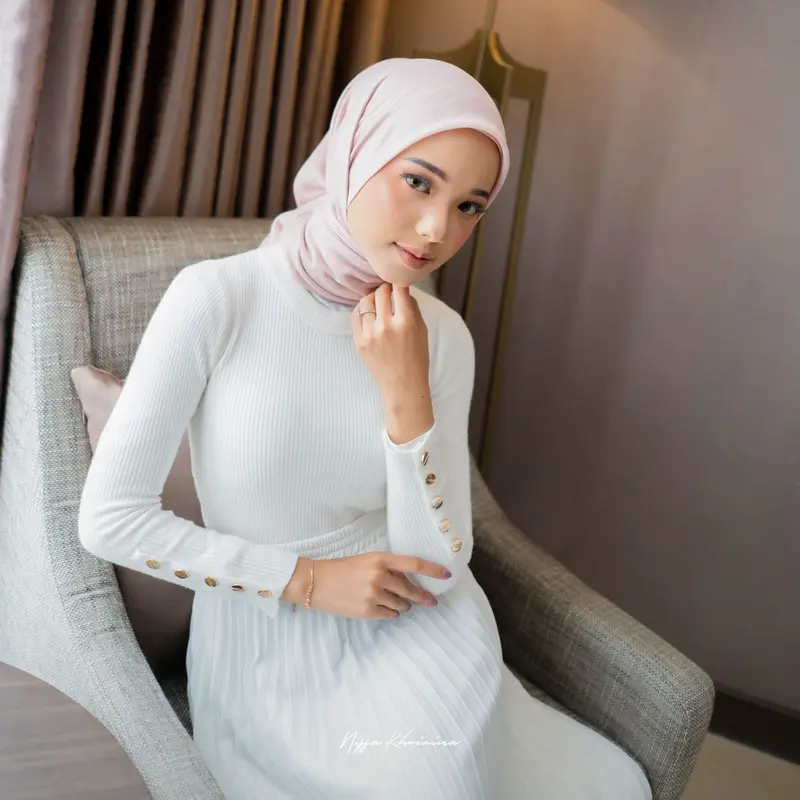 Bynissa - Zianka Inner - Dalaman Muslim - Atasan Rajut - Pakaian Sehari Hari - Melar - Lengan Wudhu - Wanita - Elegan Inner Kancing 2
