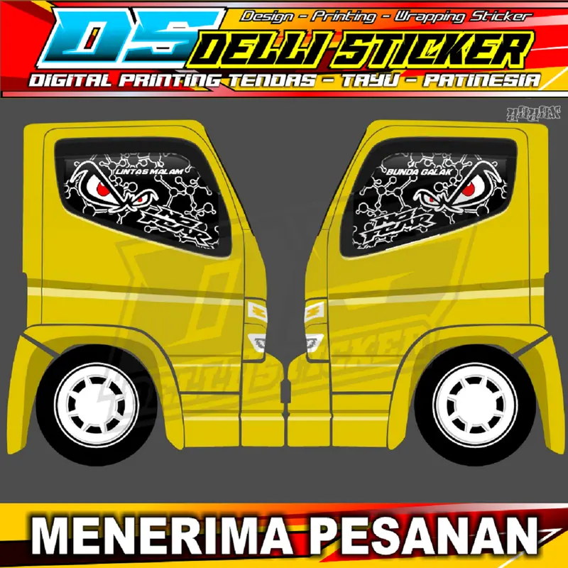 Stiker One Way + Kaca Samping Truck Canter Desain Jaring - Jaring No Fear + BIsa Custom Desain Bebas Car 0