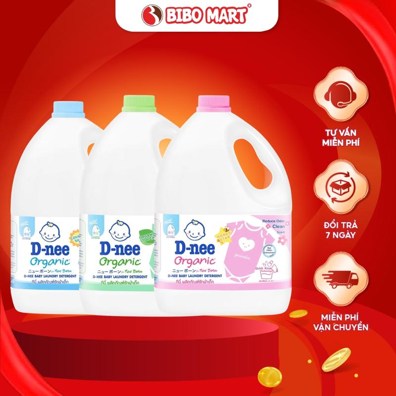[COMBO 2] Nước Giặt Quần Áo Cho Bé Dnee 2,8L Nước Giặt Xả Thơm Nhẹ Dịu An Toàn Cho Làn Da Trẻ Em Sơ Sinh Chính Hãng - Bibo Mart