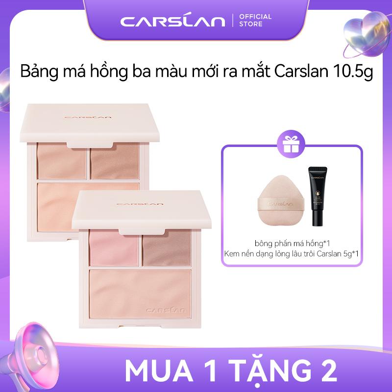 [Livestream]Bảng má hồng ba màu Carslan chất phấn mượt mà dễ tán, không trôi màu 10.5g+[Free gifts] bông phấn mini*1 + Kem nền minisize 5g*1