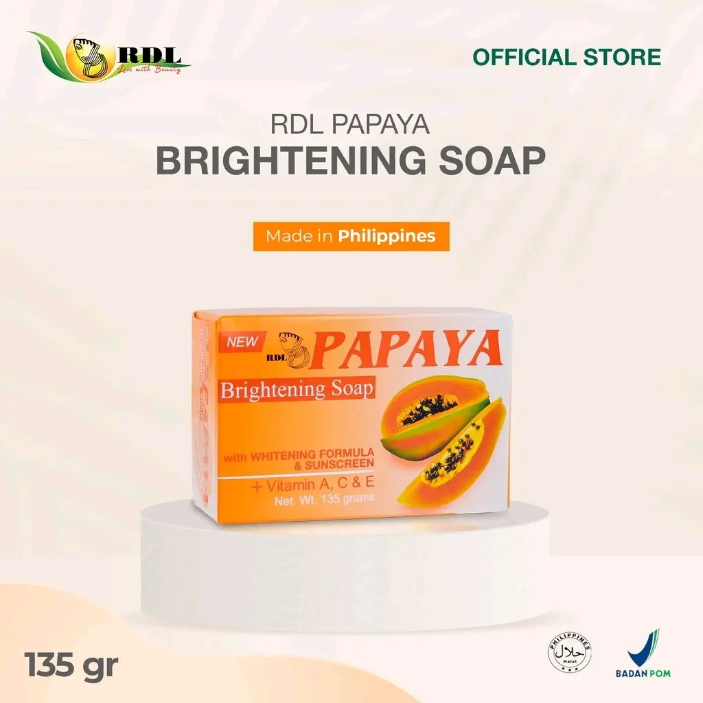 RDL papaya Brightening Soap 135gr - Sabun Papaya Rdl - Mencerahkan - Membersihkan - Mengangkat Sel kulit mati