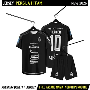 Jersey Bola  Perslja Hitam Premium Terbaru 2026 Gratis Pasang Nama dan nomor Punggung Full Printing
