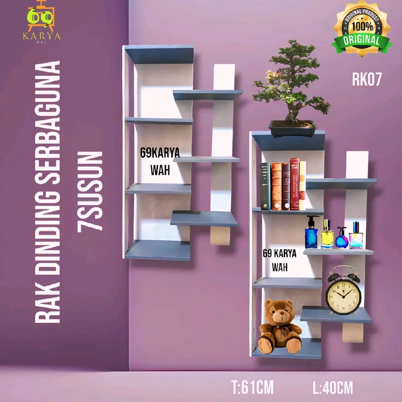 RAK  DINDING MINIMALIS  7 TINGKAT RAK SERBAGUNA MULTIFUNGSI Plastik Portable Ambalan Furniture Estetik MUDAH UNTUK PEMASANGAN  Mainan Anak PakuNYA 1