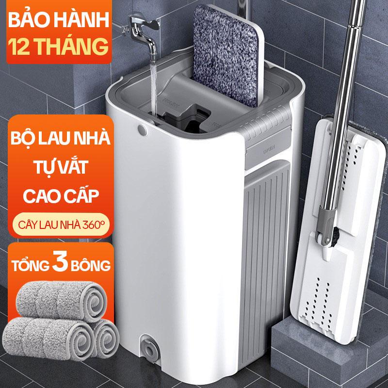  Bộ Cây Lau Nhà KITIMOP C6 PLUS Thùng Lau Nhà Tự Vắt Thông Minh Chổi Lau Nhà Xoay 360 Độ 3 Bông Lau 