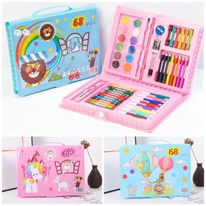 Barangunik2021 - Crayon Set 68Pcs Oil Pastel Crayon 68 IN 1 Set Krayon Mewarnai dan Melukis Lengkap dengan Cat Air Alat Mewarnai Anak Anak