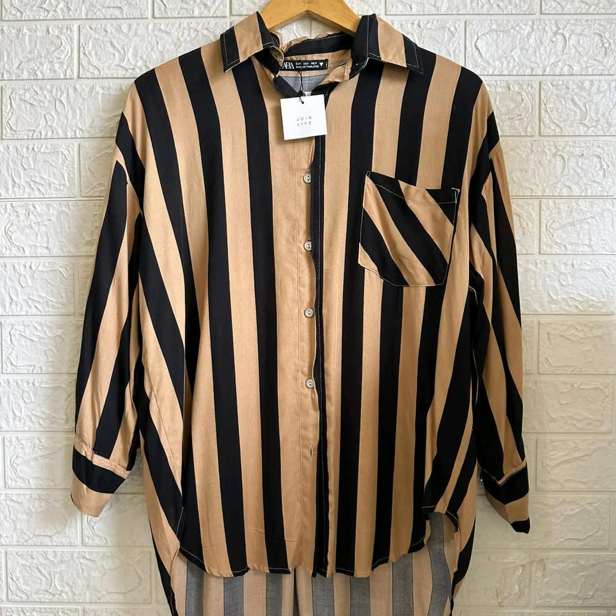 Atasan Kaos Katun Garis-Garis