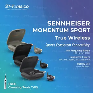 Sennheiser Momentum Sport ANC True Wireless TWS Pelacak Kesehatan untuk Detak Jantung & Suhu Badan dengan Suara Sennheiser dan ANC Adaptif - Jam