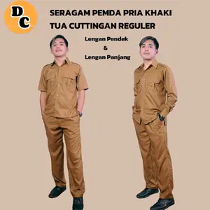 Setelan Seragam Pemda Laki-laki Khaki Tua Toyobofodu