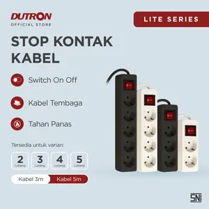 DUTRON Stop Kontak Listrik Kabel Switch 3/4/5 Lubang Terminal Colokan Listrik Hitam Putih sni