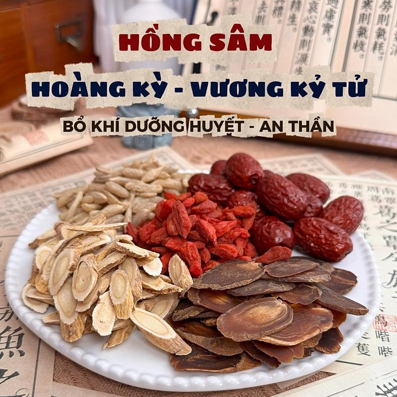  Trà Bổ Khí Dưỡng Huyết   Hồng Sâm 6 năm - Hoàng Kỳ - Vương Kỷ Tử - Mạch Môn - Táo Đỏ   Hộp 12 gói 