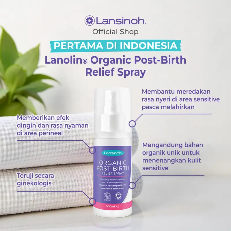 Lansinoh Organic Post-Birth Relief Spray 100ML - Spray Pereda Rasa Nyeri Pasca Melahirkan 1