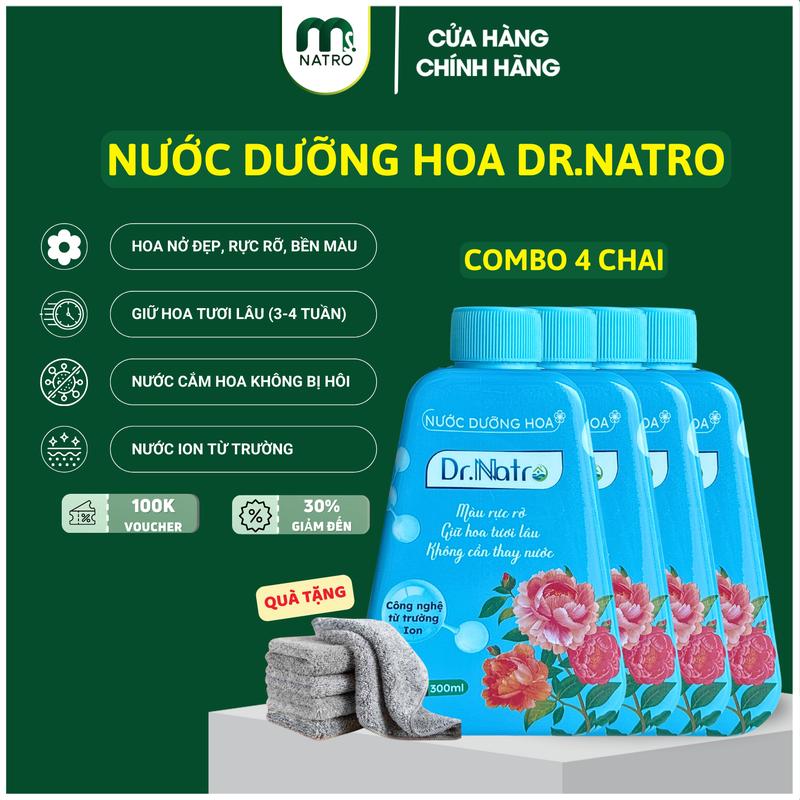 COMBO 4 chai Nước Dưỡng Hoa Dr.Natro 300ML Tươi lâu - Bền màu - Sạch nước - Không hôi
