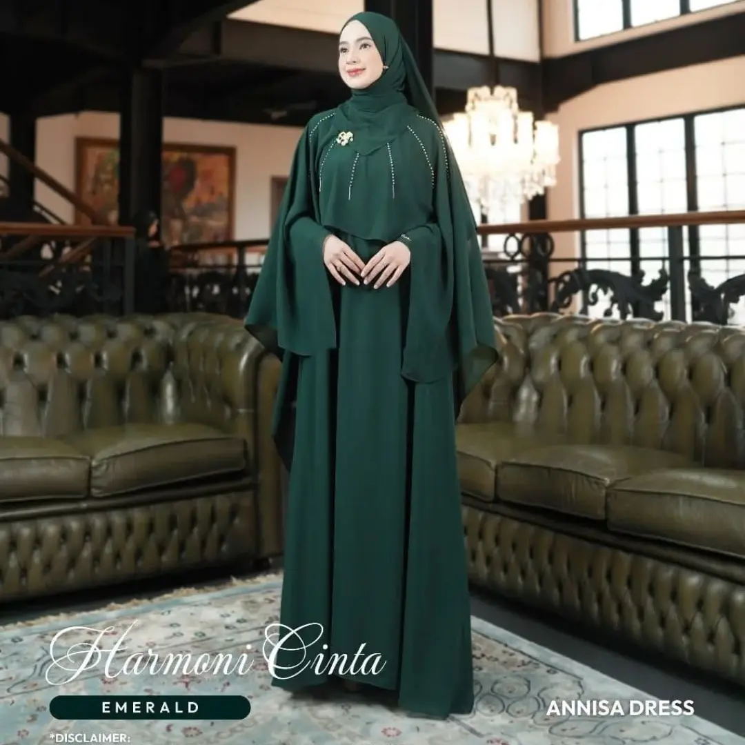 Annisa Dress Pesta Lebaran Mewah Terbaru 2025 Gamis Kondangan Wanita Muslim Remaja Dewasa Cantik Simple Elegant Nyaman Bahan Ceruty Babydoll Aplikasi Payet Mutiara Maroon Khaki