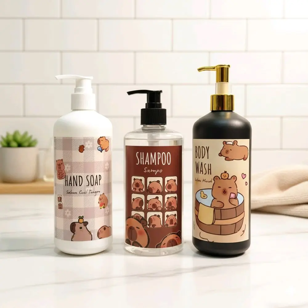 KAPIBARA BOTOL PUMP 500ML sabun Cair refil, botol Pump 500ml karakter CAPYBARA free stiker waterproof