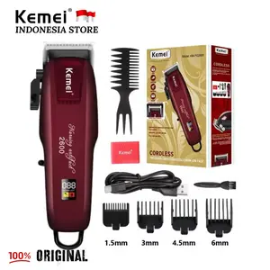 Alat Cukur Rambut Kemei KM 2600 PG Hair Clipper Rechargeable Cordless Electric LCD Display Cukuran KM PG2600