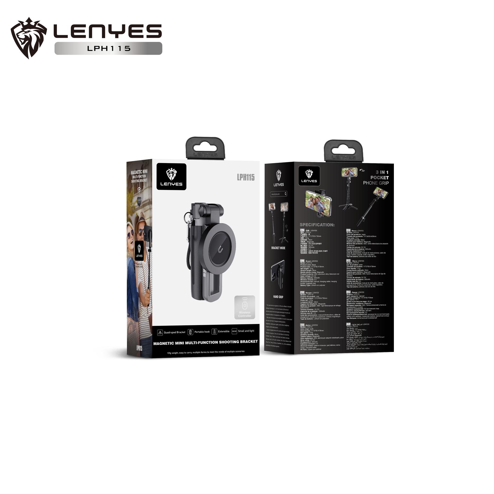 **“เทศกาลเจนนี่”** [รุ่นใหม่อัพเกรด] Lenyes LPH115 ไม้เซลฟี่ magsafe ไม้เซลฟี่อเนกประสงค์ แบบเสริมคว