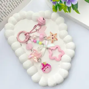 Mini Strap Bag Charm Karakter laut Bunyi Lonceng/ Gantungan Tas Hp Kartun Bintang pita Kerang Mini Strap Bag Charm Hewan laut Mermaid Jellyfish Akrilik Glitter Bunyi Lonceng/ Gantungan Tas Akrilik SeaworldKeychain Beads Dolphins and jellyfish