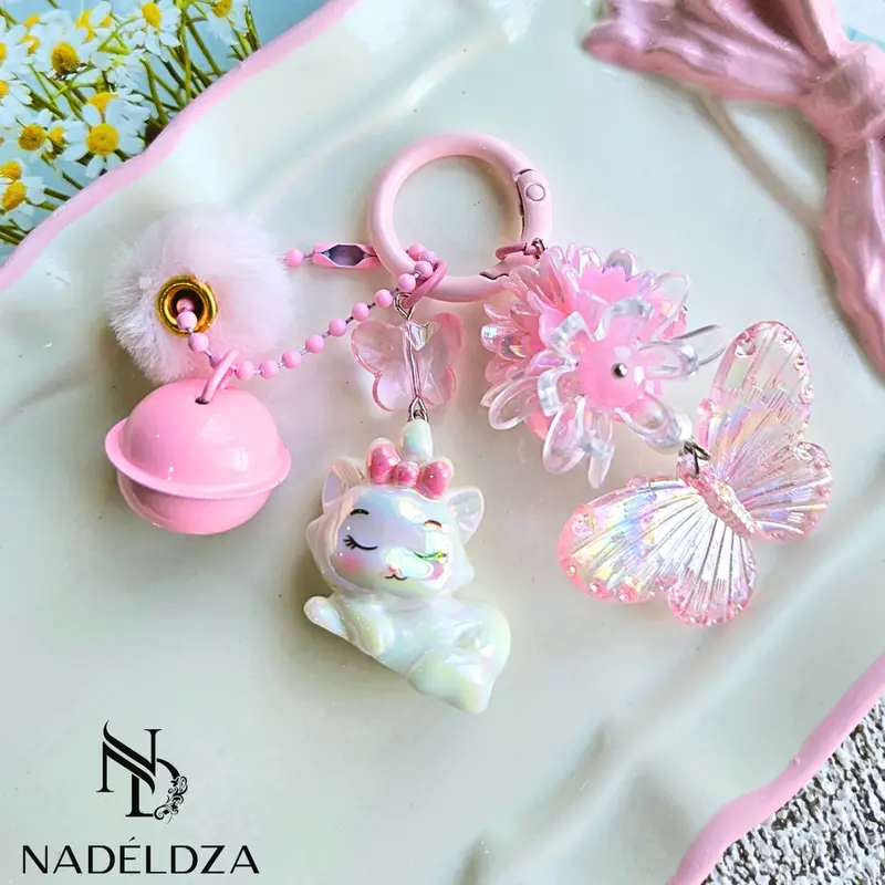 Nadeldza Mini Strap Chain Bag Charm Marie Cat Luxury Karakter Kucing Kupu  Pompom Bunga Lonceng Bunyi / Gantungan Tas Hp Karakter Marie Cat Kucing Lucu 2