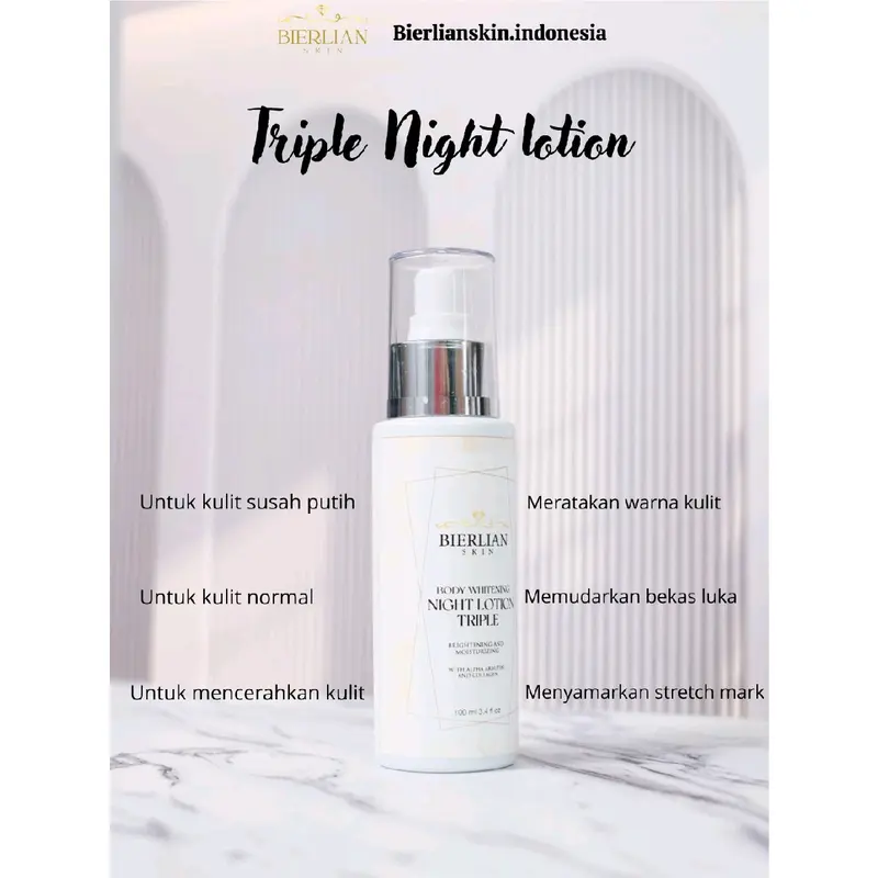 NIGHT LOTION WHITENING BIERLIAN SKINCARE-mencerahkan, melembabkan,memutihkan,menutrisi,stretchmarks 1