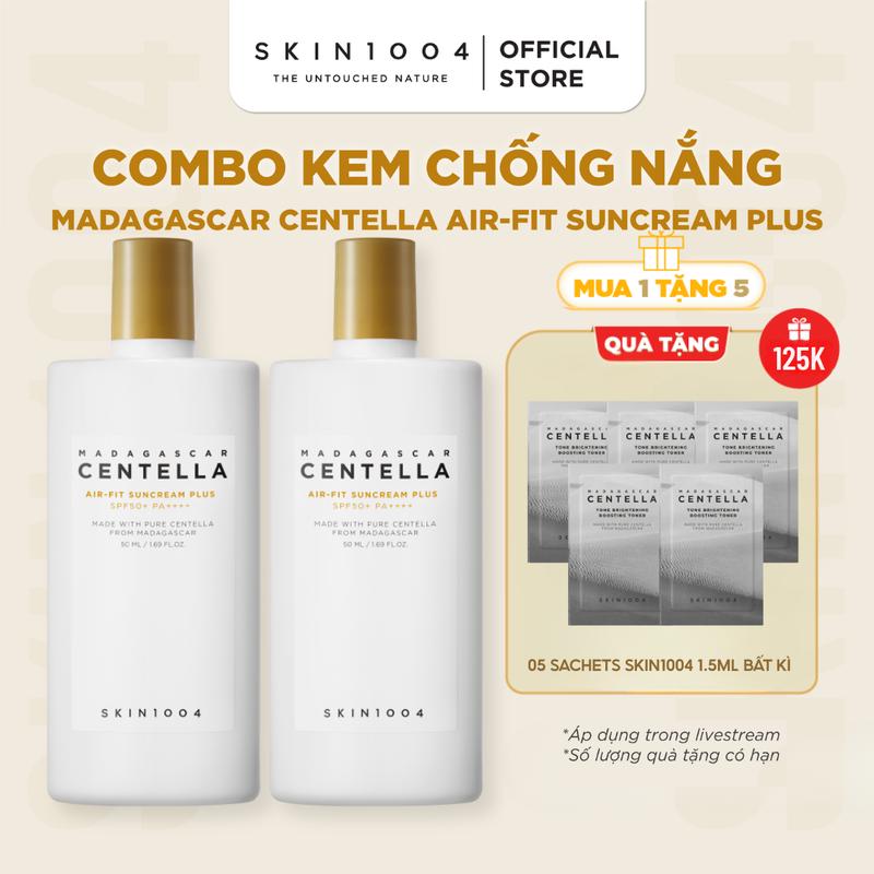 [LS][Tặng 5 sachets bất kì] SKIN1004 Combo 2 Kem Chống Nắng Madagascar Centella Air-Fit Suncream Plus SPF50+PA++++50ml