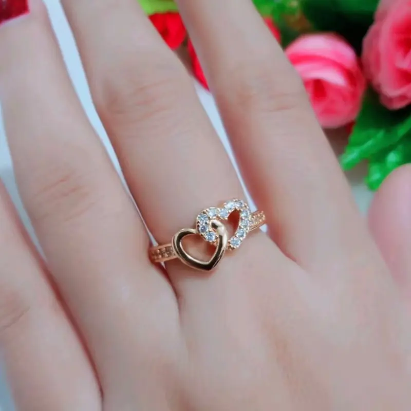 perhiasan fashion wanita cincin titanium motif love gandeng terbaru rings emas 0