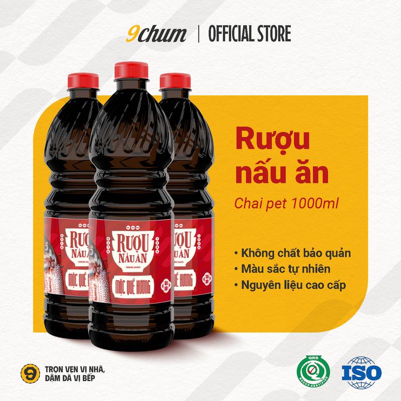   9chum  Combo 3 chai rượu nấu ăn Mộc Quế Hương 1000ML deal hời khử mùi thực phẩm tạo hương món ăn hiệu quả 