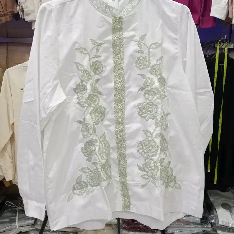 Atasan putih renda bordir bahan katun wanita 3