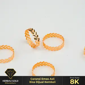 [Kerbau Gold] Cincin Emas Full Daun 8K - Emas Asli 100%