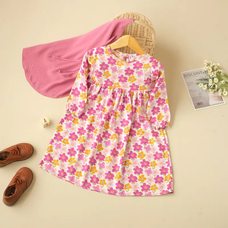 Set Gamis Anak Rayon - size 1 sampai 6tahun - Zunaira Set - Warna warna pastel 2