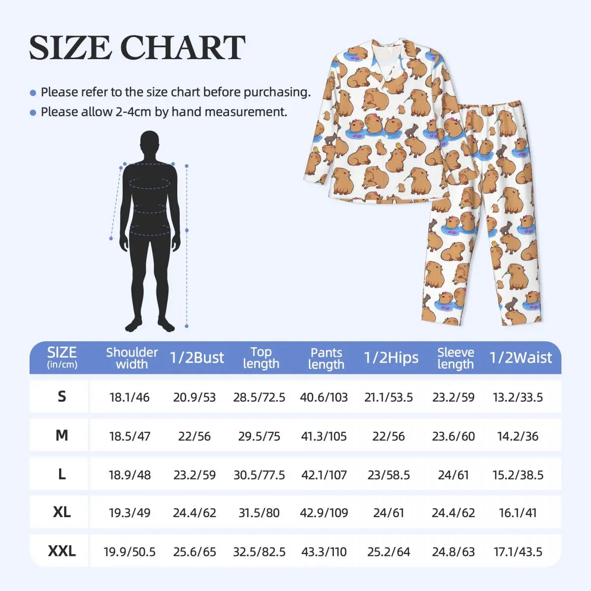 Capybara Print S pwear Spring Cartoon Animal Retro Oversize Pajama Sets Male Long-S ve Cute Soft Daily Des n Home Suit