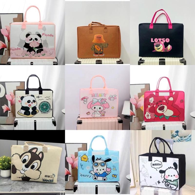 Túi Nỉ Vải Dệt Đựng Đồ Đa Năng - Túi Du Lịch Hoạt Hình - Đeo Vai Nhung Chống Thấm Nước & Dễ Vệ Sinh - Mua 3 Túi Tặng Ví - Thiết Kế Đáng Yêu Cho Chuyến Du Lịch Học Tập Làm Việc