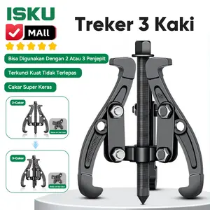 ISKU Treker Bearing 3 Kaki 4 6 Inch Three Jaw Puller Alat Buka Laher Pulley Gear Gigi Gardan Mobil Motor 2 Jari Multifungsi Tarikan 2.7 Ton Baja Karbon Keras Anti Melintir Heavy Duty Perkakas Cabut As Bengkel Otomotif