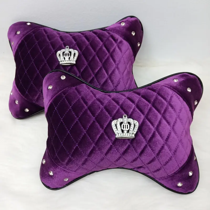 Bantal Headrest Mobil Sandaran Jok Mobil Motif DAD Mahkota CROWN, CC, SWAN Bahan BLUDRU Premium 6