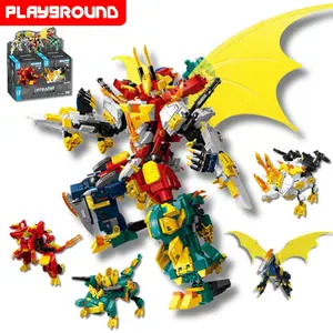 Play9round - SEMBO Mainan Brick Blok Susun Robot Murah Mecha Mech Mainan Edukatif Kreatif Anak 4 in 1 Toys Block Robot Rubah Sacred Beast Brick gundam kurama ekor 9