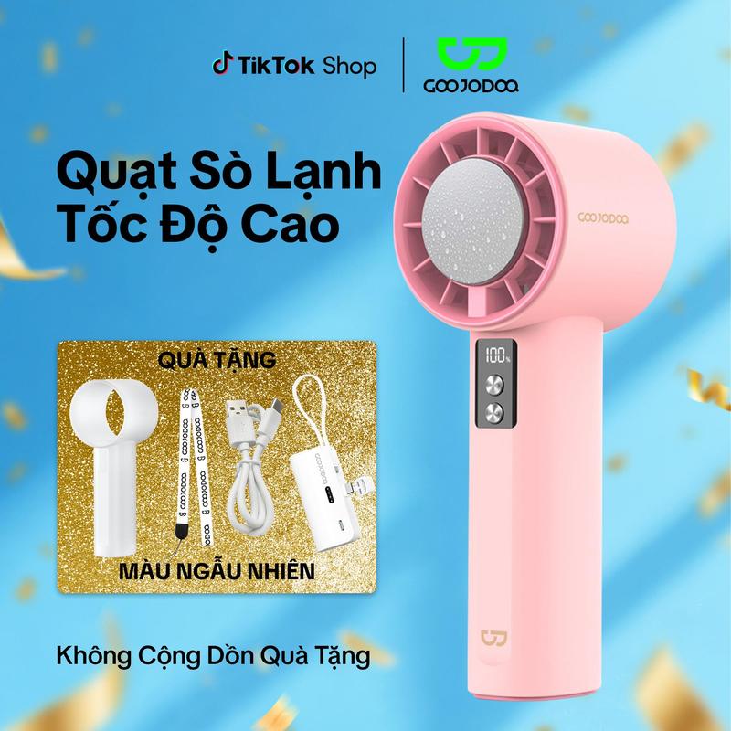 Quạt Để Bàn Cầm Tay Mini GOOJODOQ Pin 4000mAh Sạc Type-C Tốc Độ Gió Có Thể Điều Chỉnh 100 Cấp Màn Hình LED Quạt Cầm Tay 1 + Quà Tặng Miễn Phí Power Bank 1 + Vỏ Bảo Vệ Quạt 1 + Dây Đeo Buộc 1 + Cáp Sạc 1