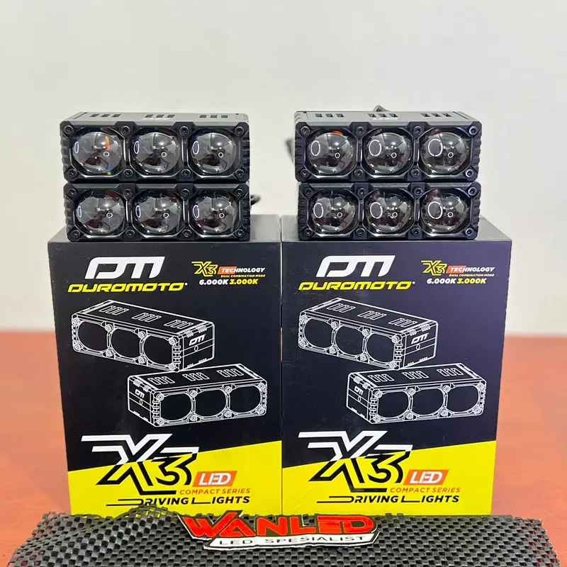 DUROMOTO X3 Sepasang 2 Lampu X 3 Lampu Mini Laser Projie LED 3 Mata Foglamp Motor Touring ADV 75 WATT 1