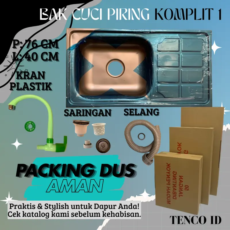 BAK CUCI PIRING UKURAN 76 CM TEBAL BAGUS ANTI KARAT STAINLESS KG-76 3
