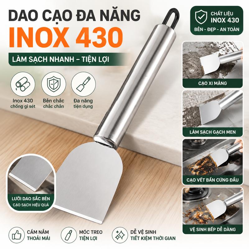 Dụng Cụ Cạo Làm Sạch Đa Năng Bằng Thép Không Gỉ 430 Dụng Cụ Cạo Vữa Sàn Dụng Cụ…