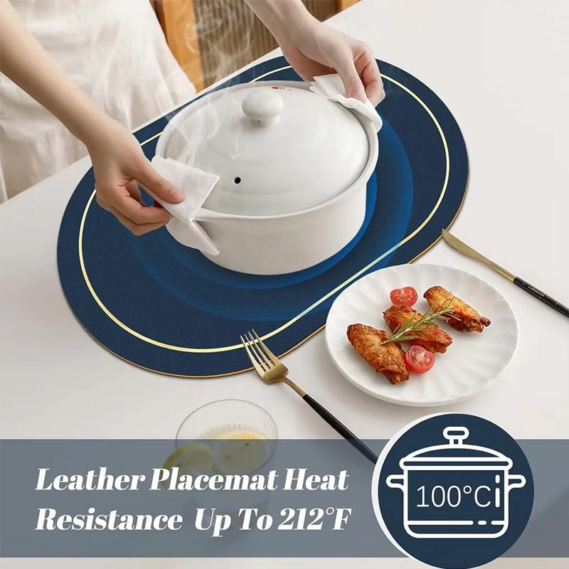 BB Placemat 2 Sisi Tatakan Meja Alas Piring Oval Kulit Leather 2 tone warna Anti Panas 5