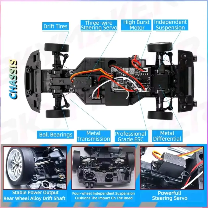 RC DRIFT RWD NISSAN SKYLINE GTR R34 R-34 BODY METAL ALLOY SCALE 1/18 FAST FURIOUS BRIAN Remote Toys Control 4