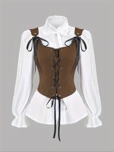 Top de corsé estilo Renacimiento para mujer, chaleco corto ajustado, moda de otoño e invierno, patrón liso, estilo europeo y estadounidense