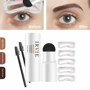 (TERLARIS) IRVIE Bedak Alis Instan Powder Eyebrow Stempel Alis Waterproof Dengan 5 Model Cetakan Alis  -Lee