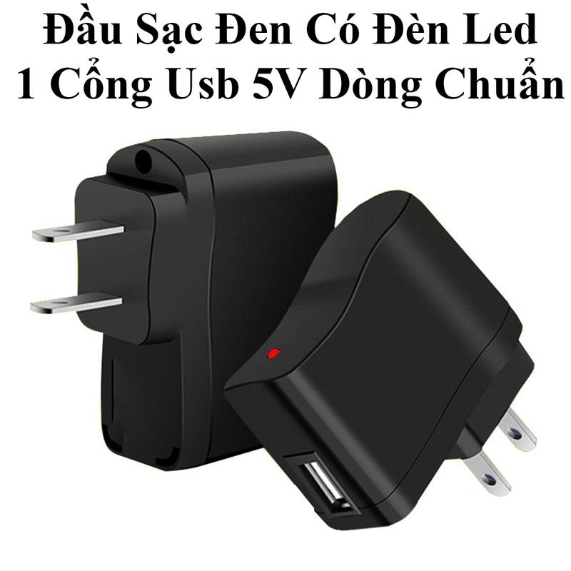 Cóc Sạc Đen Có Đèn Led Dòng Chuẩn 1 Cổng Usb 5V 0.5A