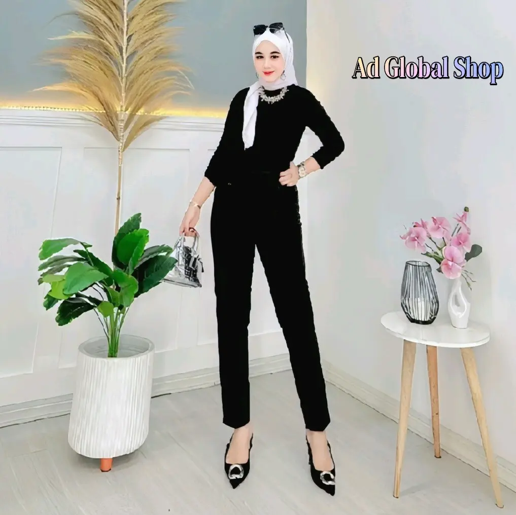 Celana Kerja Kantor Pinggang Karet Slimfit Bahan Gracella Import Model Slimfit - Panjang, Wanita