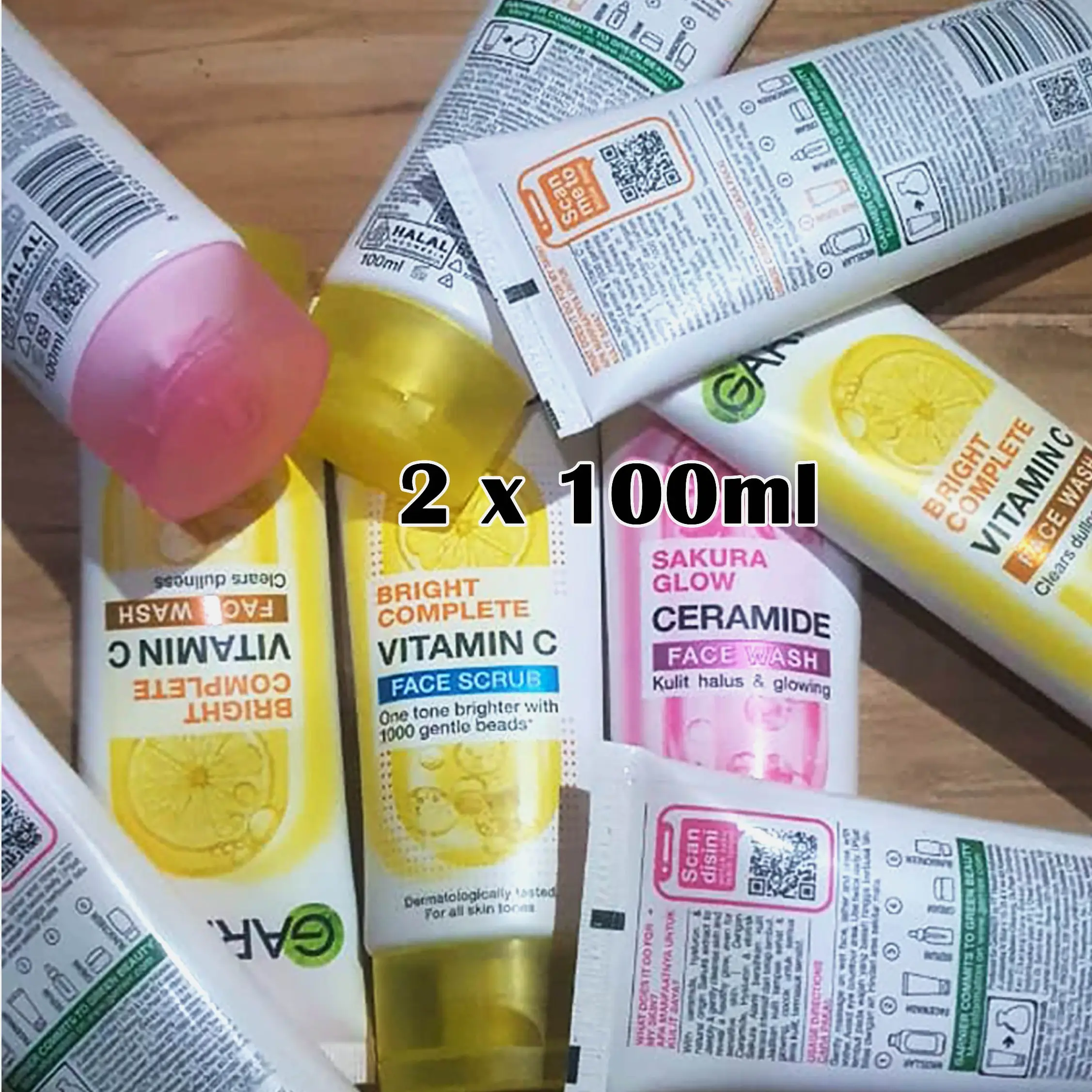 (2pcs KEMASAN BARU ) Facial Wash 100ml Kuning Pink Vitamin c foam s4kura glow Lemon Membersihkan Mencerahkan Wajah  Pencerah Perawatan sabun pencuci muka glowing