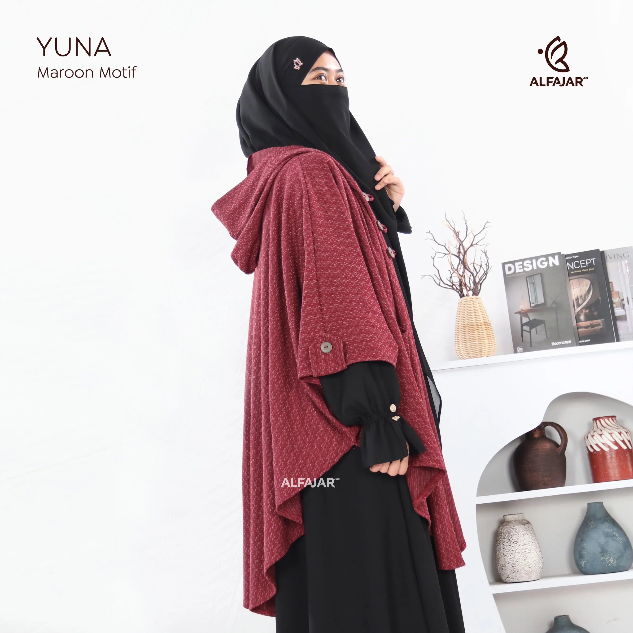 Outer Hoodie  Wanita  Syar'i YUNA by Alfajar Basic  Panjang