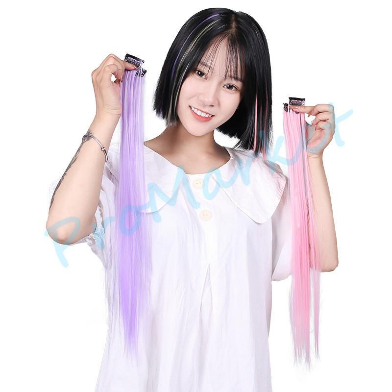 Wig Rambut Jepit Palsu Colourful Extention Wanita Pemanjang Rambut Palsu Warna Jepit / Wig Jepit Rambut Palsu Lurus Panjang Single Hair / Klip Wig Rambut Palsu Cewek Korea Warna 8
