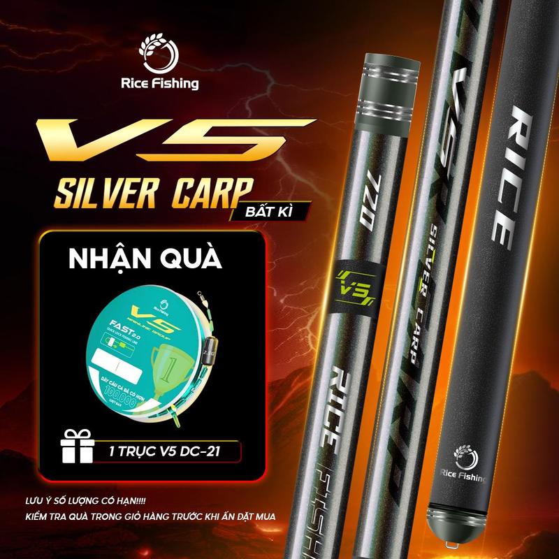 Cần câu đài V5 SILVER CARP RiceFishing chất liệu carbon cao cấp chuyên câu cá chép cá mè CC-34