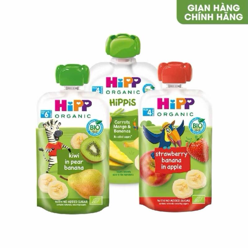 Túi trái cây hoa quả nghiền Organic HiPPiS đủ vị 100g bổ sung vitamin dưỡng chất - Nhập khẩu..